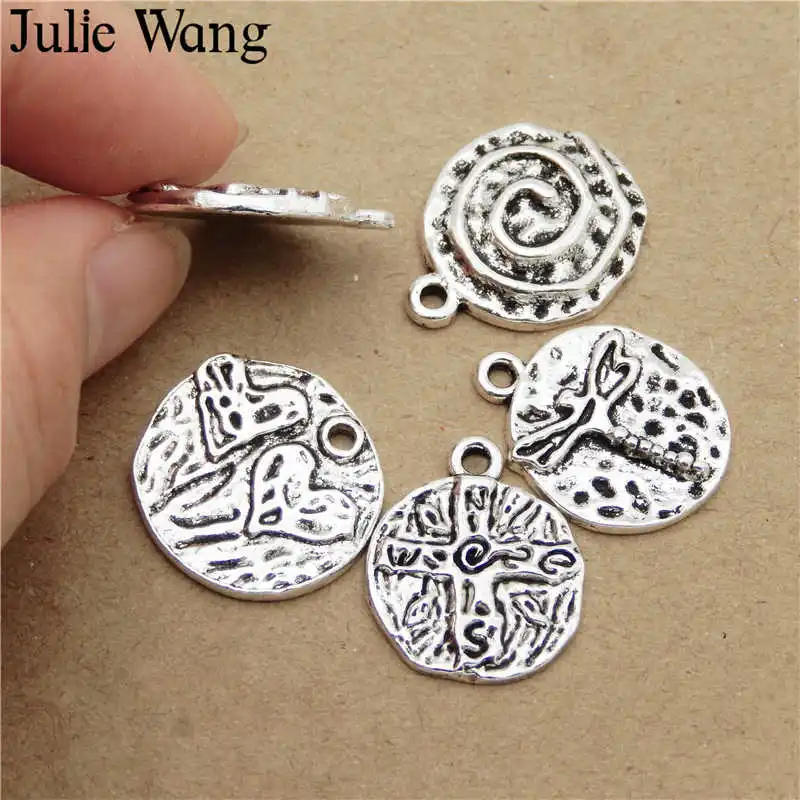 Julie Wang, 5 шт., античное серебро, подвески, сплав, смешанное дерево, крест, сердце, стрекоза, подвеска, ожерелье, браслет, ювелирное изделие, аксессуары