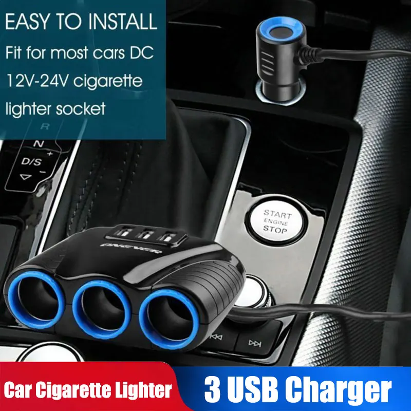 12 V-24 V розетка для автомобильного прикуривателя сплиттер светодиодный USB