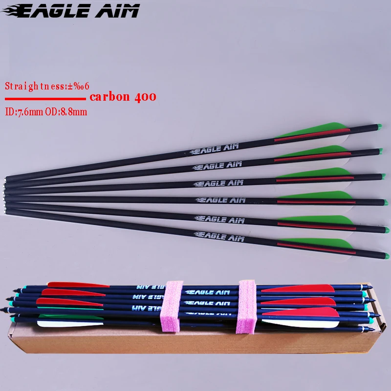 

12 PCS 16 17 18 20 22" Archery Arrows OD8.8mm spine 400 Carbon Arrows Crossbow Bolts for Archery Hunting Bow Arrows