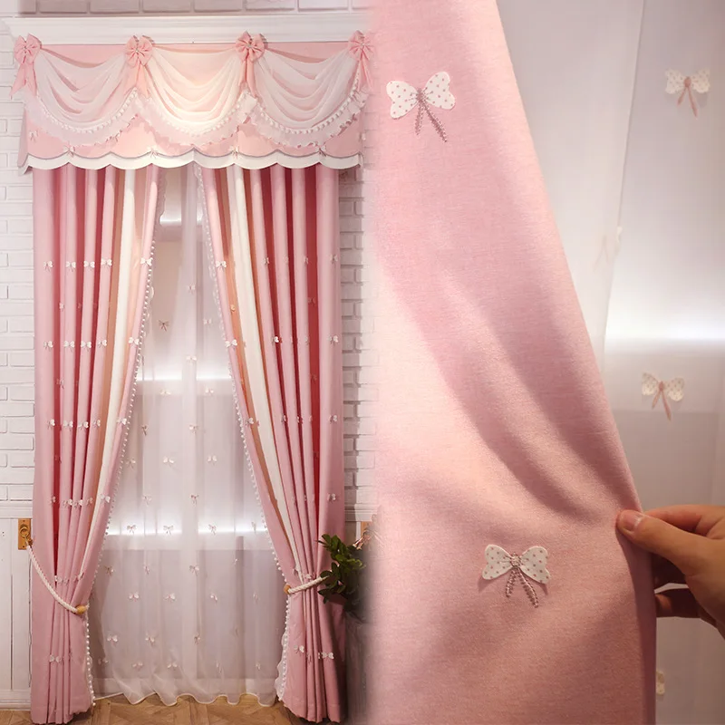 Simple Modern Princess Wind Butterfly Embroidery Children Shading Curtains for Living Dining Room Bedroom. | Дом и сад