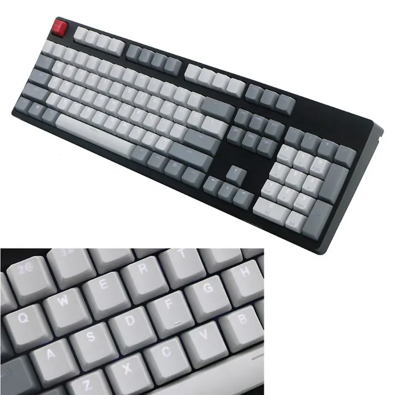 Винтажный стиль OEM профиль толстый PBT Shot RGB колпачки с подсветкой серый белый