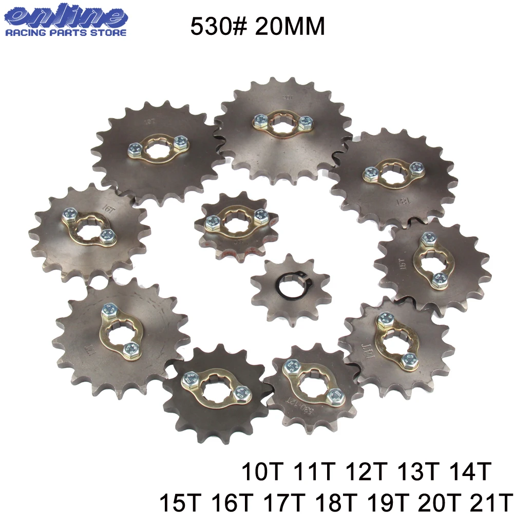 

Звездочка переднего двигателя CG CB 530 125 150 200 250 Loncin Zongshen Shineray для внедорожного велосипеда мотоцикла, 300 #, 20 мм, 10 - 21 зубья