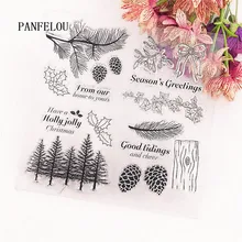 PANFELOU 14,5*15,5 сосновый лес прозрачные силиконовые резиновые штампы Скрапбукинг/Сделай сам Рождество Счастливый год свадебные открытки
