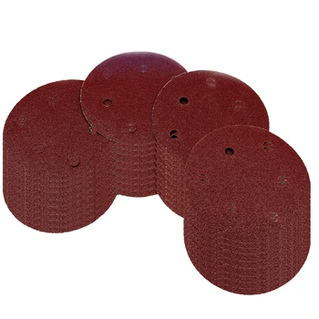 

50Pcs 6-Hole Sanding Discs Hook Loop Flocking Sandpaper Sander Pads 5 Inch 125mm Flocking Sandpaper