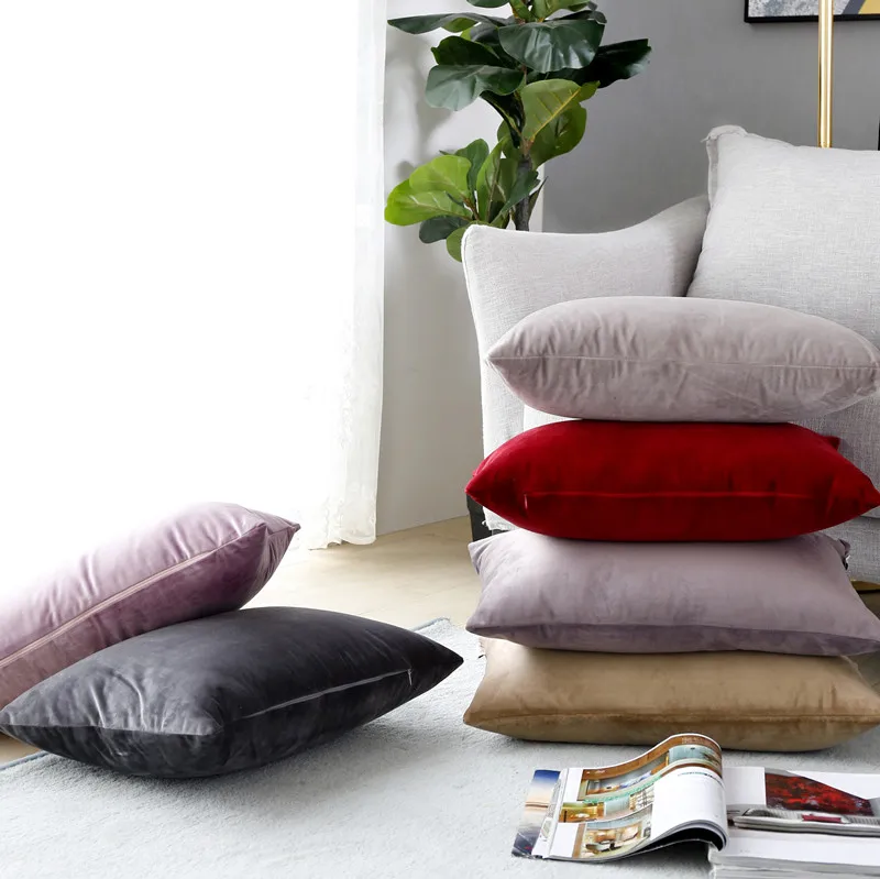 Домашняя декоративная подушка, супермягкая бархатная однотонная наволочка, красный, серый, фиолетовый, бежевый, верблюжий пиломатериал, наволочка 30x50 см