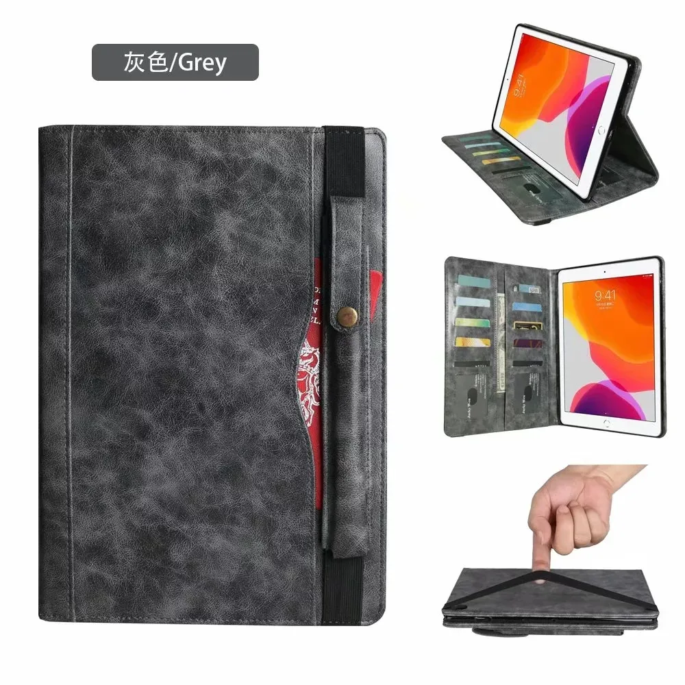 Серый Из искусственной кожи чехол для нового iPad 10,2 7-го поколения Магнитная подставка смарт-чехол для iPad 10,2 чехол с карандашом держатель+ пленка+ ручка - Цвет: Серый