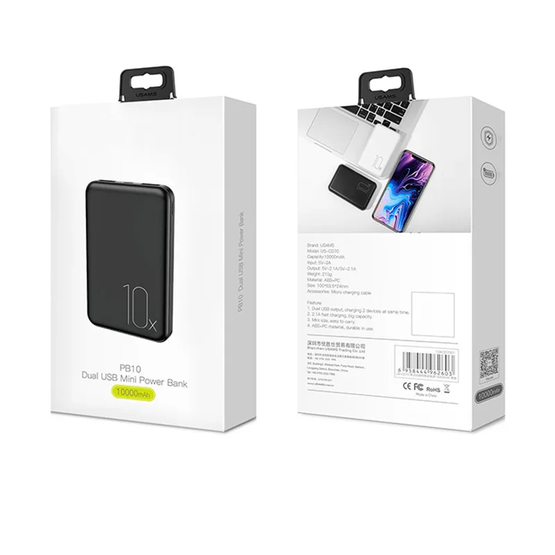 10000 мАч Мини банк питания двойные usb-порты портативный внешний аккумулятор зарядное устройство банк питания быстрая зарядка для Iphone samsung