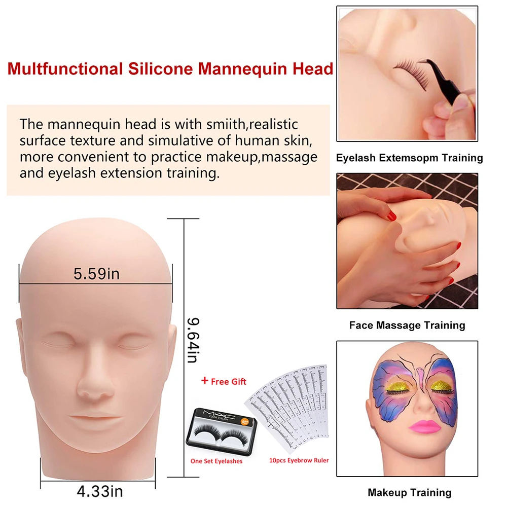 773F Training Massage Makeup Model Mannequin Head Eyelash Extensions Women Doll 