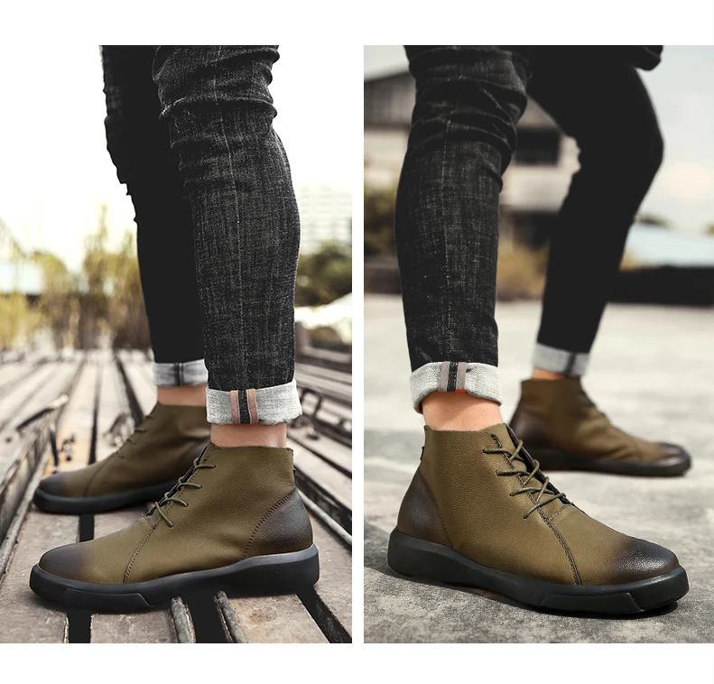 UEXIA Tactic Warm Men Boots Autumn Winter Fur Ankle Fashion High Quality Outdoor Sport Snow Shoes Vintage Footwear Size 38-47