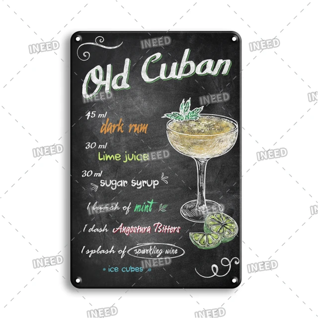 INEED Vintage Metal Tin Sign Decorations Gin & Tonic Cocktail Plate Decorative Poster Plaque Retro Bar Kitchen Home Wall Decor 10548