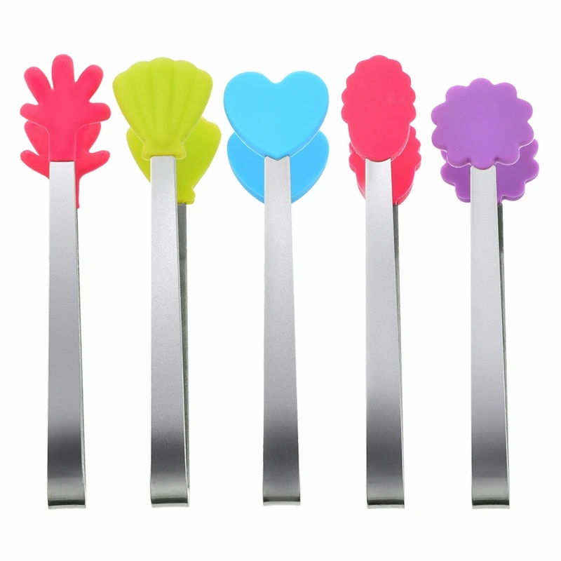 5pcs 12x3cm Нескользящие кухонные щипцы из нержавеющей стали для выпечки, против пригорания, щипцы для жарки, кухонные щипцы, инструменты для приготовления пищи - Цвет: 5pcs 12x3cm