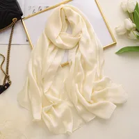 180*90cm New Style Autumn Winter Women Beach Pure Color Shawl China Luxury Silk Lady Fashion Sunscreen Scarves Popular Hijab 2