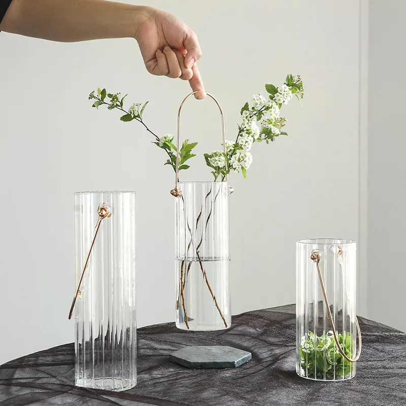 Large Glass Vases Plant Bottle Tabletop Chinese Vase Flower Crystal Nordic Decoration Living Room Flower Modern Home Decorative