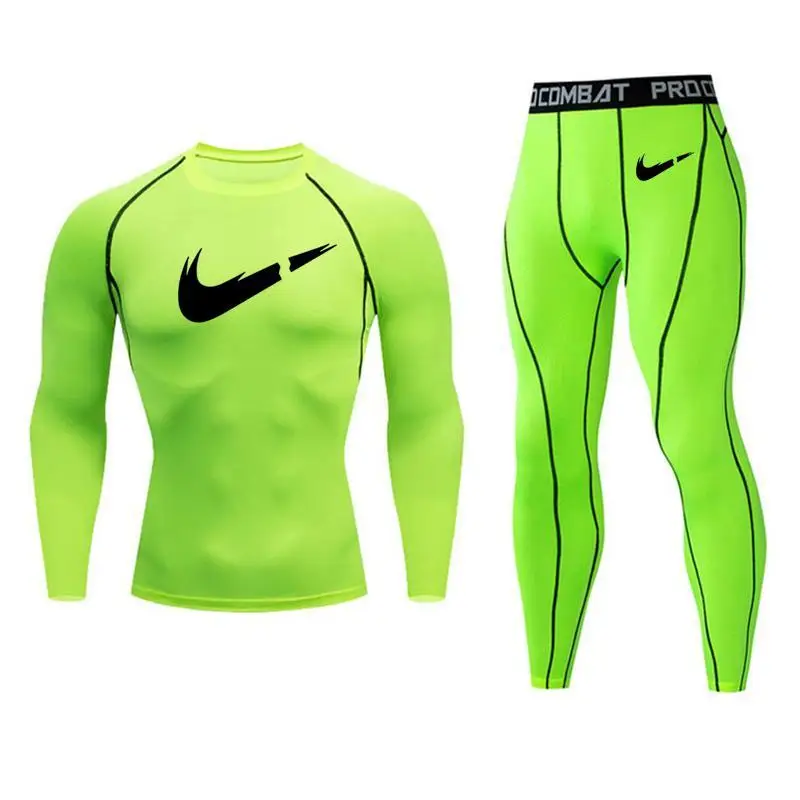 

thermal underwear set rash guard kit MMA Compression Apparel leggings men union suit Bodybuilding T-Shirt tracksuit men