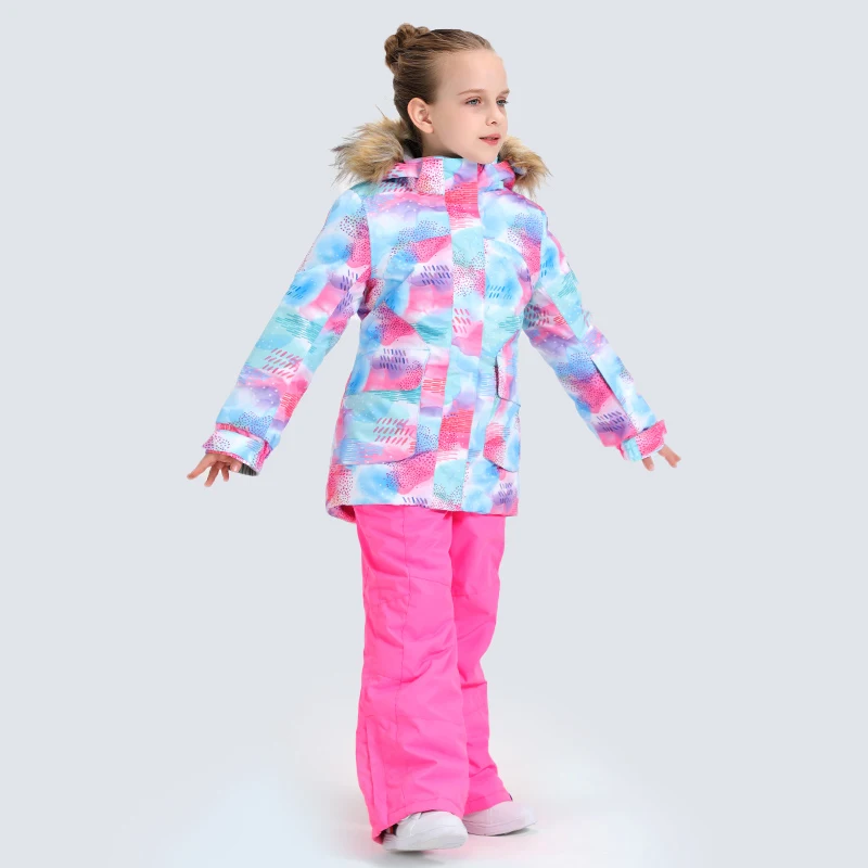 girl color 3 Горнолыжный костюм для девочки,Зимние недорогая Лыжная куртка детский лыжный костюм комплект для девочек и мальчиков сноуборд куртки зимние брюки детские непромокаемые теплые лыжные, лыжный костюм для мальчика - Цвет: girl color 3