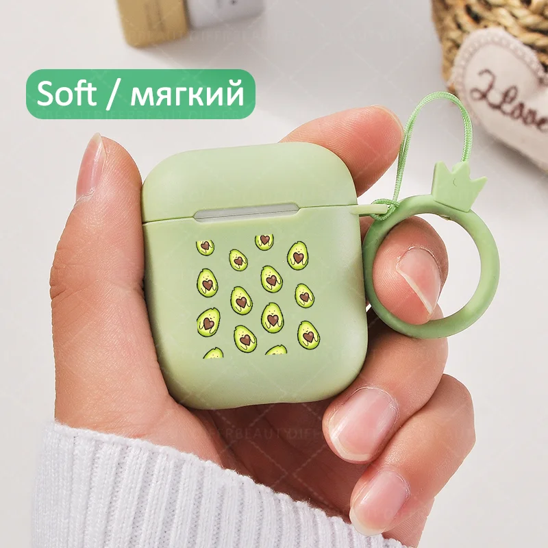 I200425 Милый чехол для Apple airpods, чехол с мультяшным забавным авокадо, Bluetooth, чехол для наушников Airpods 1, 2, сумки для зарядки, Жесткий Чехол для наушников - Цвет: I200425