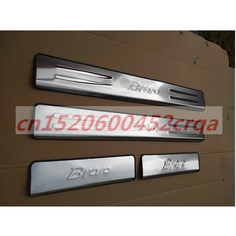 Накладки на пороги для Fiat Bravo 2008-2012 из нержавеющей стали, накладки на педали, автомобильные наклейки, автомобильные аксессуары, 4 шт