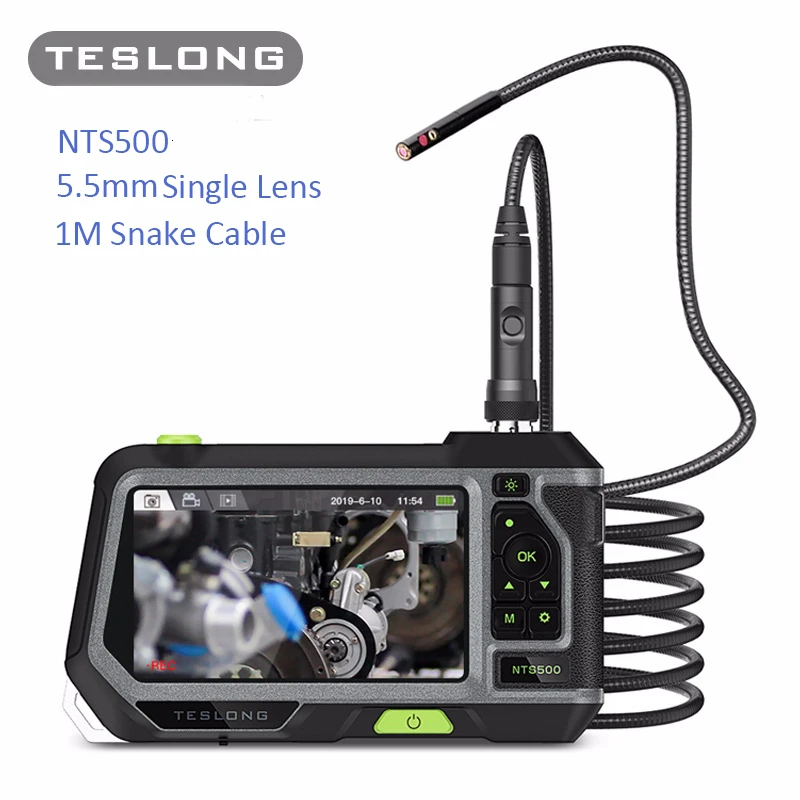 5.5mm1M TESLONG NTS500 1080p HD 5,0 экран промышленный эндоскоп Бороскоп с монитором 1 м 2 м 3 м 5 м змеиная гибкая трубка Инспекционная камера - Цвет: 5.5mm1M