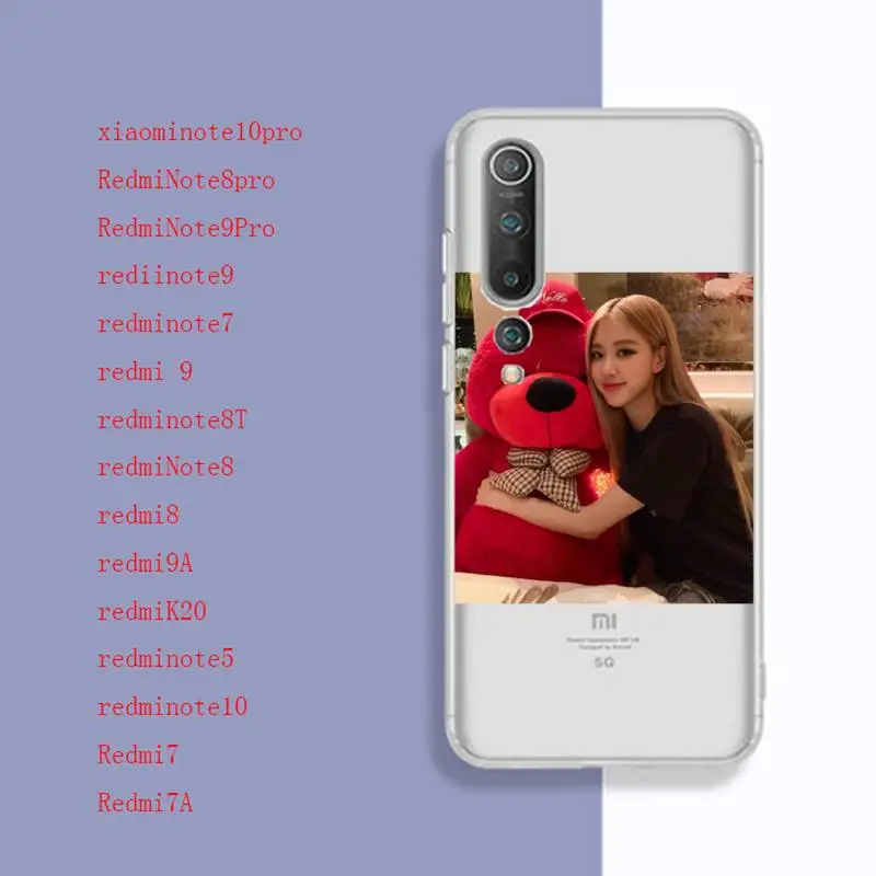 Черный розовый чехол для телефона прозрачный Redmi note8T note7 7A 9A Xiaomi note10pro | Мобильные