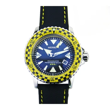 

MERKUR vintage Diver Watch Sapphire Rally Bezel Glass C3 Super luminous Shark master Japan movement 200M WR Military Sport