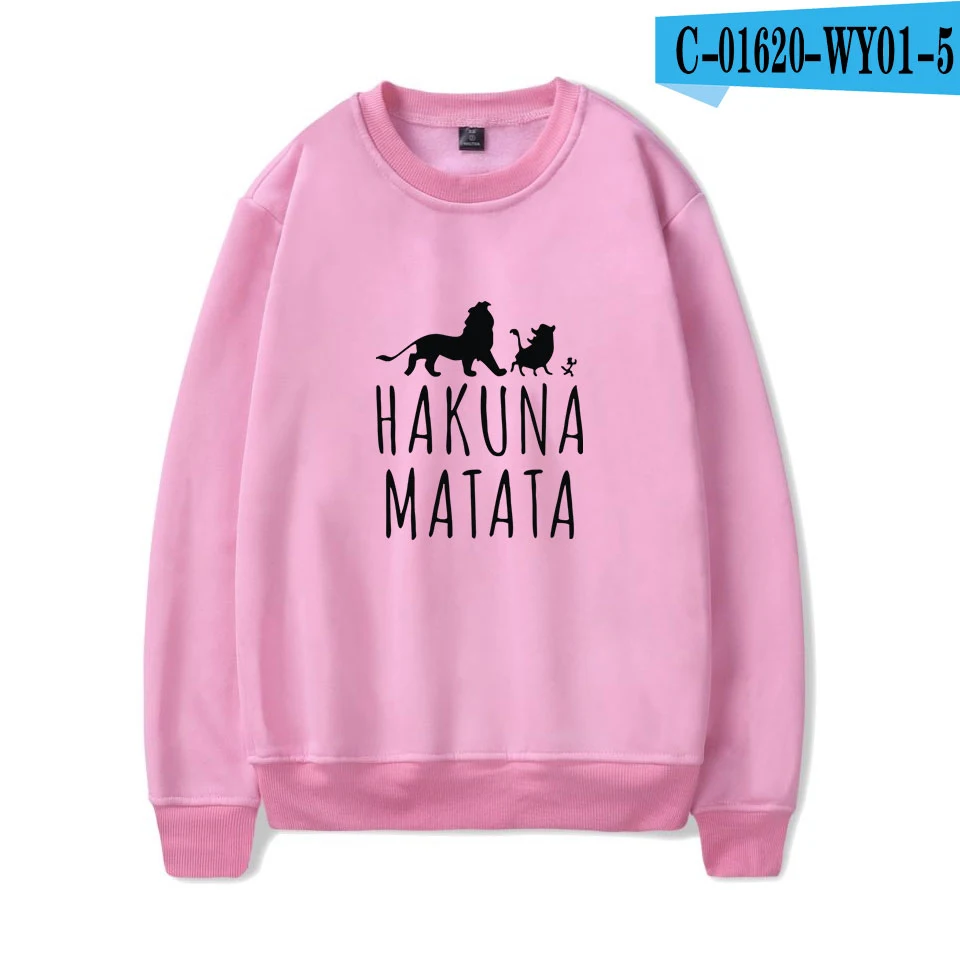 pink The Lion King Hakuna Matata мужские хлопчатобумажные толстовки модная толстовка с длинными рукавами новая горячая Harajuku уличная - Цвет: pink