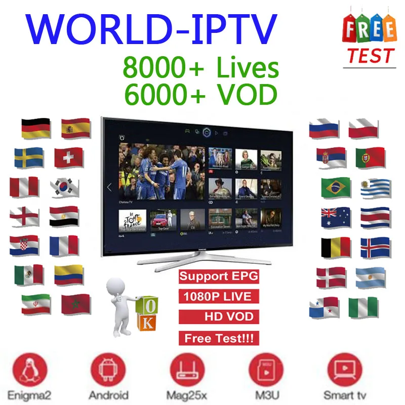 

1 Year iptv subscription World IPTV android ip tv Box Spain Portugal France Italy USA Uk dutch Arab for m3u MA8 256 Smart TV