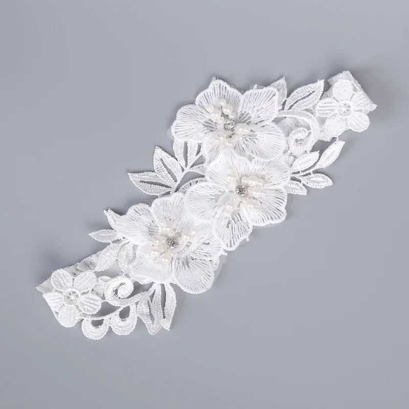 Комплект свадебной подвязки горный хрусталь вышивка цветок бисером Белые сексуальные подвязки для женщин/невесты кольцо на бедро