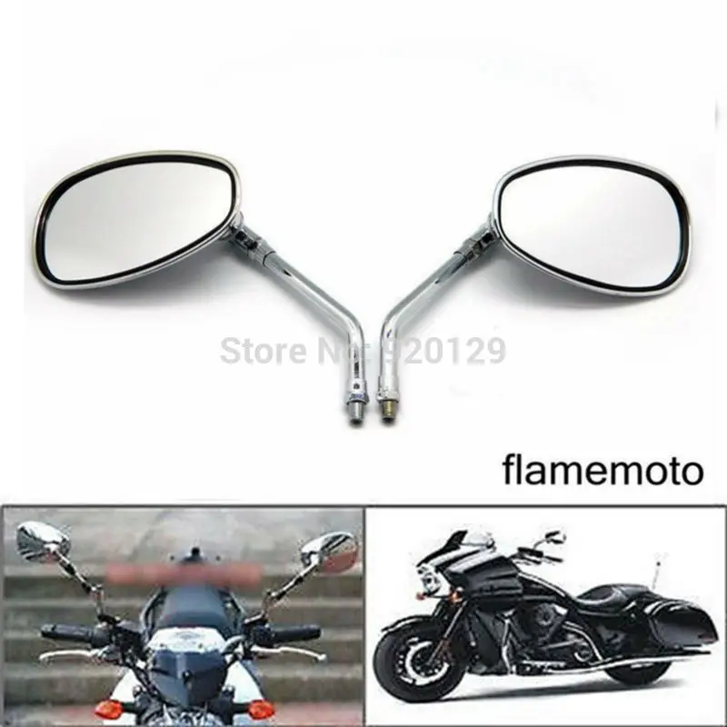 Chrome 10MM Rearview Side Mirrors for Kawasaki Suzuki Honda Harley Motorcycle US