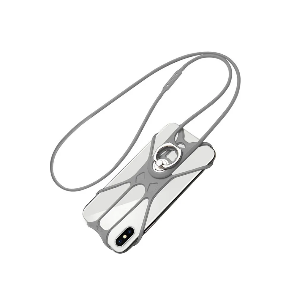 Silicone lanyard Универсальный Холщовый ремешок-держатель чехол для мобильного телефона шейный ремешок ожерелье слинг для смартфона - Цвет: Silicone lanyard
