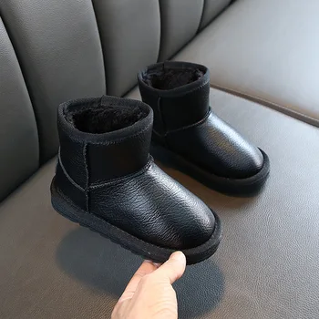 

2020 Fashion Plush Warm Snow Boots For Winter Girls Boys Leather Children'S Platform Waterproof Kids Snow Boots Cotton Shoes