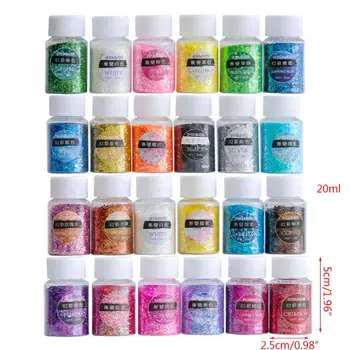 

24 Bottles Nail Art Sequins Filling Flash Glitter Powder UV Epoxy Resin Pigment N0HE