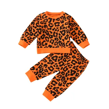 

3-18M Newborn Baby Boy Girl Clothes Fashion Autumn Spring Long Sleeve Top Pants Baby Boys Girls Leopard Printed Clothes 2Pcs Set