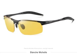 Enhanced Photochromic Polarized UV400 Sunglasses for Men - Vintage Driving Goggles with Protective Case (Black yellow)