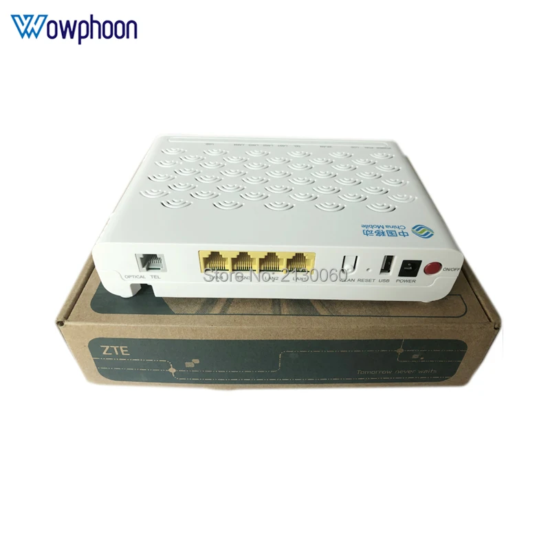 zte F623 GPON ONU/ONT с 1GE+ 3FE+ 1voice+ 1USB+ wifi, английский интерфейс с китайским мобильным логотипом