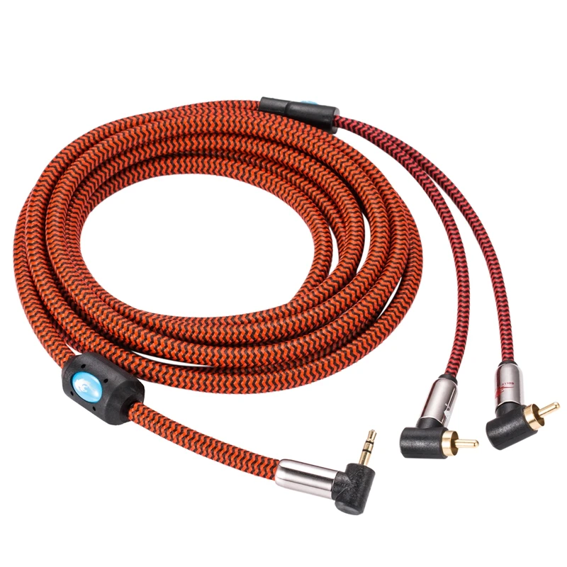 Hifi Audio Cable Angle Mini Jack 3 5mm to Dual RCA for PC MP3 Headphone Car Soundbox 3 5 to 2 RCA AUX Cable 1M 2M 3M 5M 8M 10M