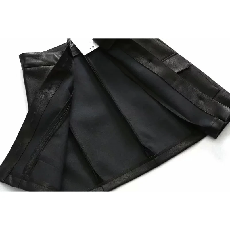 Aelegantmis Spring Summer Casual Pu Leather Skirt Women High Waist Single Breasted Mini Short Skirt Ladies Elegant A-line Skirt