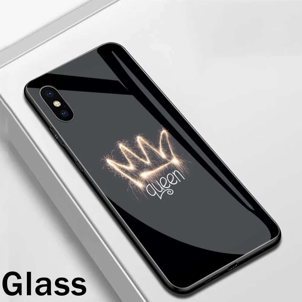 Ciciber Сердце Любовь Королева девушка закаленное стекло чехол для Apple iPhone 11 Pro Max XR X XS MAX 8 7 6 6S Plus телефонные чехлы Funda Shell - Цвет: WM03325