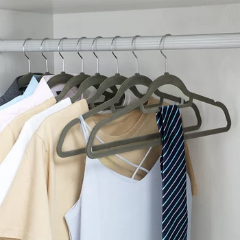 

Non-Slip Flocking Hanger,Suit Hanger (20 Pieces) Ultra-Thin Space-Saving Rotating Hook Strong and Durable Hanger,Gray