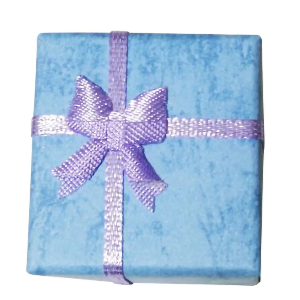 Jewelry box ring earrings jewelry display stand mini jewelry gift box solid color bow square box коробка для часов relogio 50