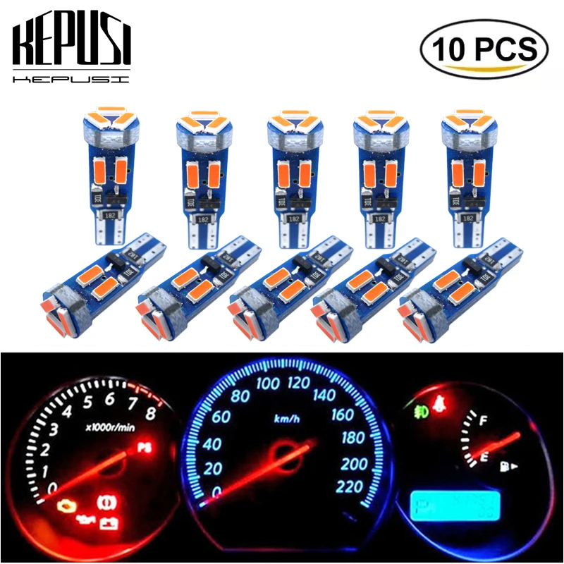 

10 Pcs T5 W3W W1.2W 37 73 74 286 2721 LED Car Board Instrument Panel Lamp Auto Dashboard Warming Indicator Wedge Light Bulb