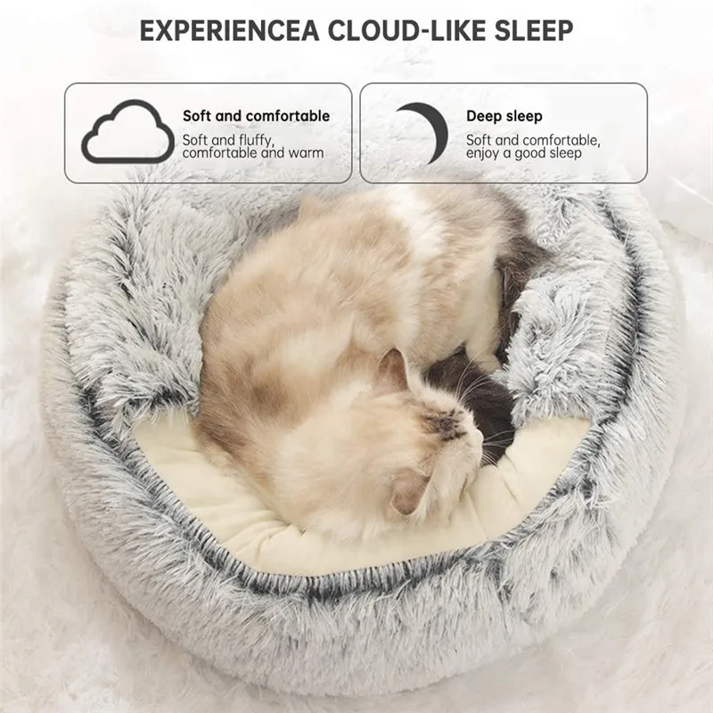 Top Warm Plush Pet Cat Bed Round Cat Cushion House 2 In 1 Warm Basket Pet Sleep Bag Nest Kennel For dog
