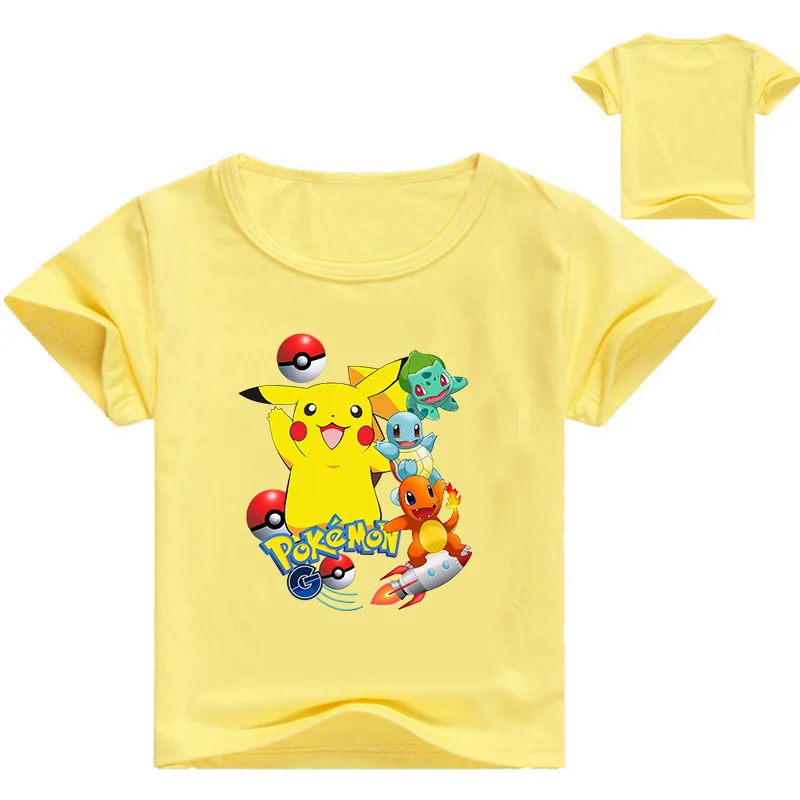 2-13Y Pokemon Go T-shirt Children Summer T-shirts Pikachu Cartoon Teenagers Girls Clothing Baby Boys Short Sleeves Tops Tees
