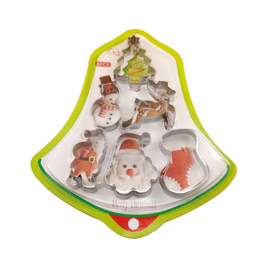 Basedidea Christmas Cookie Stamp Set Santa Claus Bells Christmas Tree Cutters Biscuit Cookie Cutter Mold Baking Tool