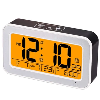 

Music Alarm Clock, Digital Clock for Bedroom with Dimmer, Snooze,USB Rechargeable Clock with Dual Alarm, Smart Press Backlight,A