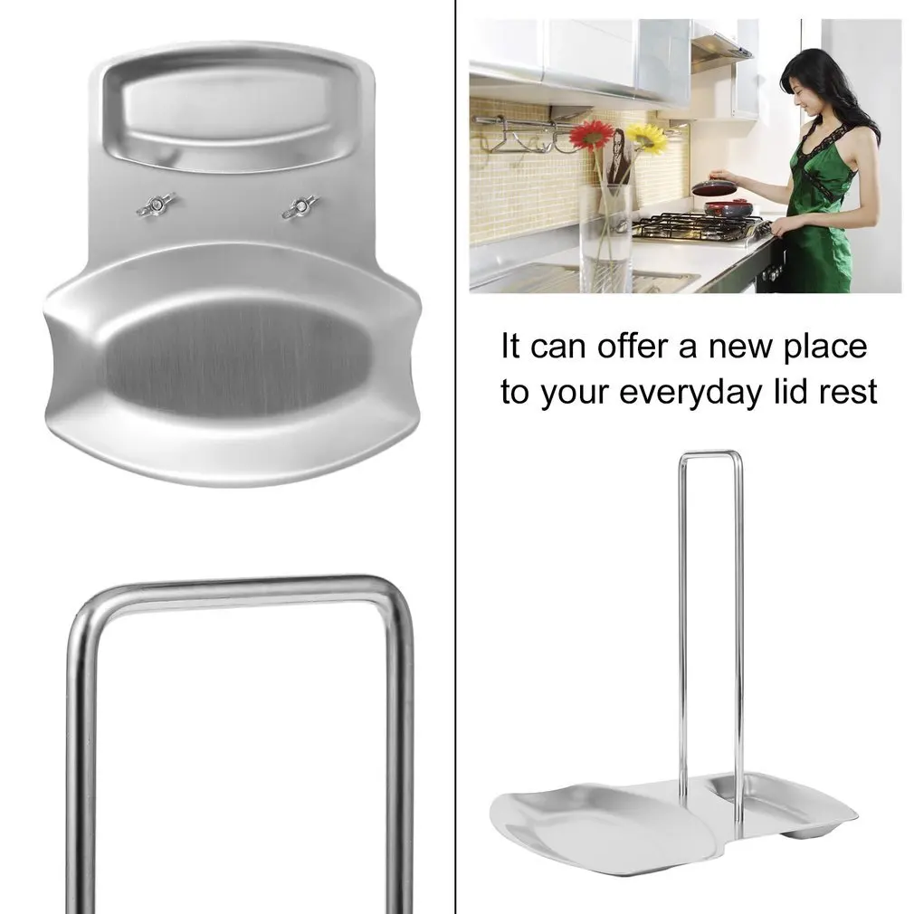 Home Stainless Steel Pan Pot Cover Lid Rack Stand Spoon Rest Stove Organizer Storage Soup Spoon Rests Kitchen Tooldiscount