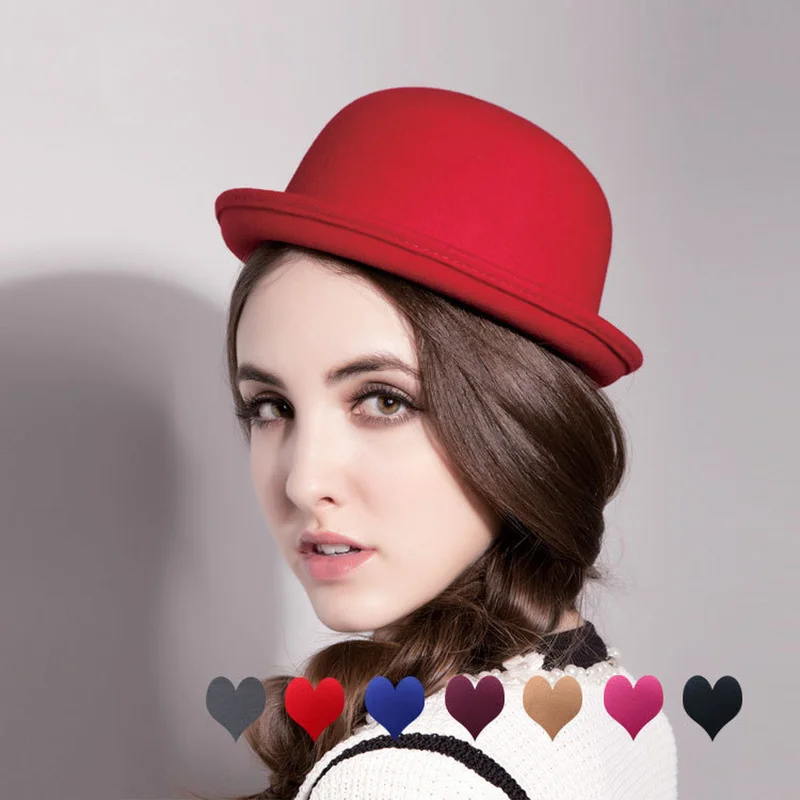 

2020 Autumn Winter Vintage Parent-child Imitation Wool Felt Top Hat Ladies Children's Kids British Fedoras Hat for Women Girl
