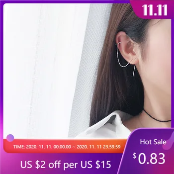 

Korean Long Silver Color Tassel Ear Cuff Earrings for Women Ear Line Sweet Small Fresh C Shaped Ear Bone Clip Fashion Jewelry