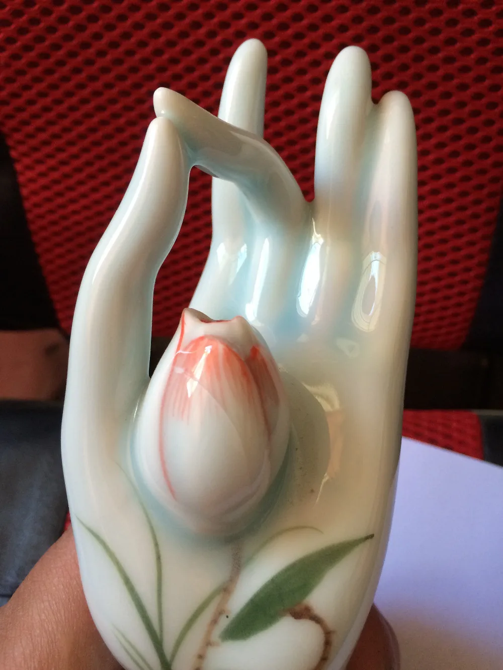 Dehua Blanco chino budismo Decoration de la mano de la estatua de Buda