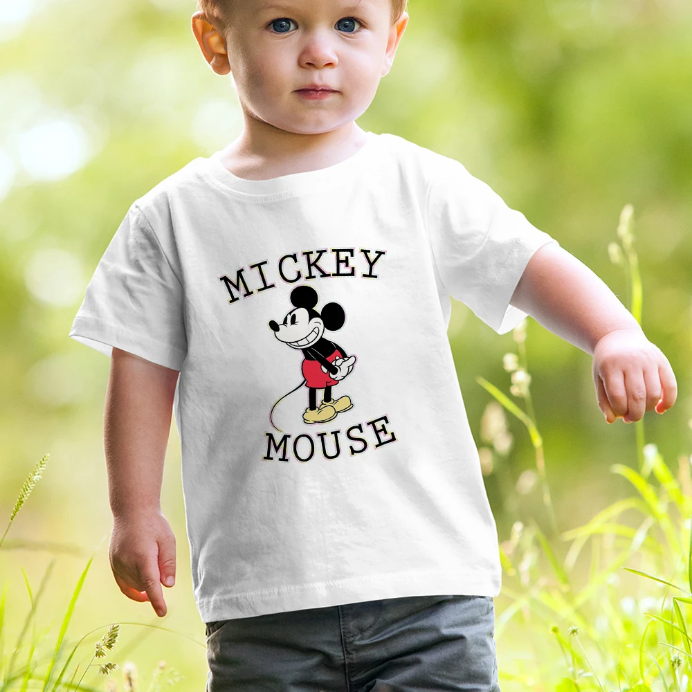 Camisetas divertidas de Disney para niños, camisa con estampado de Mickey de colores, a la moda|Camisetas| AliExpress