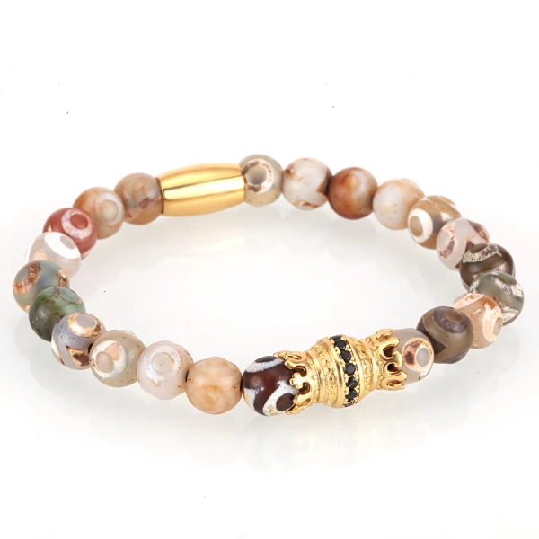 Style D Mcllroy Bracelet Men Bead Sparta Crown 8mm Natural Stone Bracelet Bangle Handmade Man Jewelry Mens Bracelets erkek bileklik - Окраска металла: Style D